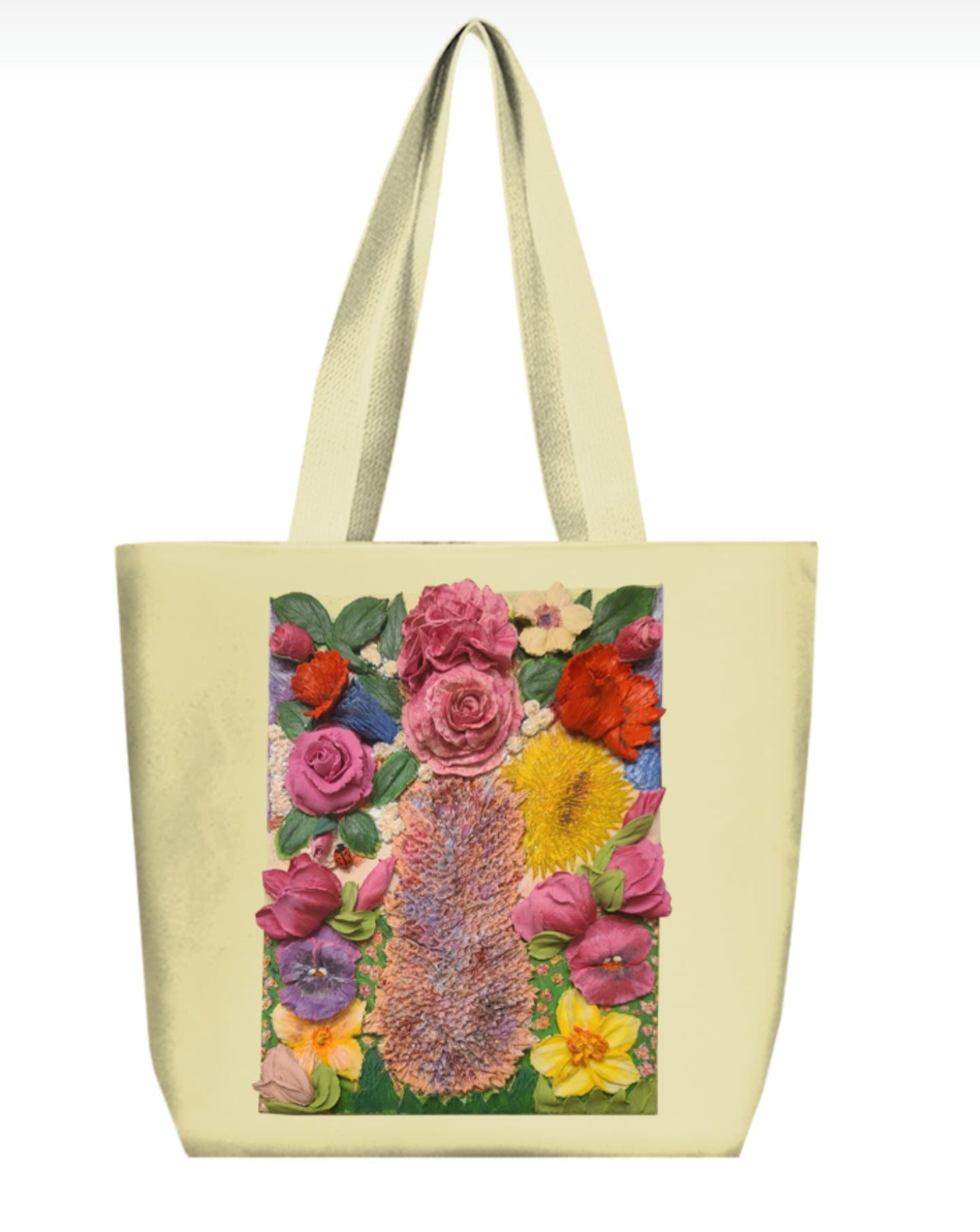 Vibrant Floral Embossed Design Tote Bag